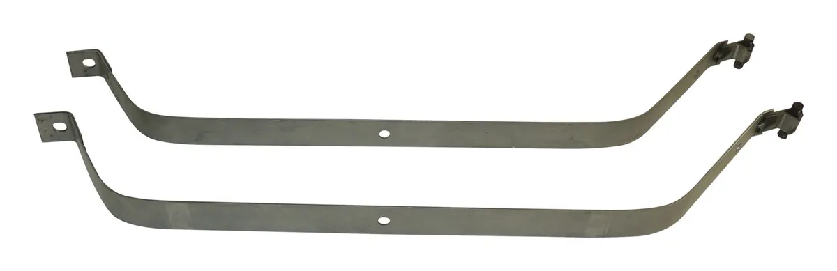 Fuel Tank Strap Set; Center; Incl. 2 Straps; Silver; Steel; product image