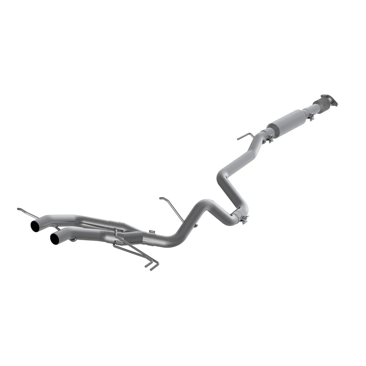 Armor Pro Cat Back Exhaust System; 2.5 in.; Incl. Front Pipe/Tailpipes/Muffler/Hardware; w/o Underbody Catalytic Converter; Dual Exit; 304 Stainless Steel; product image