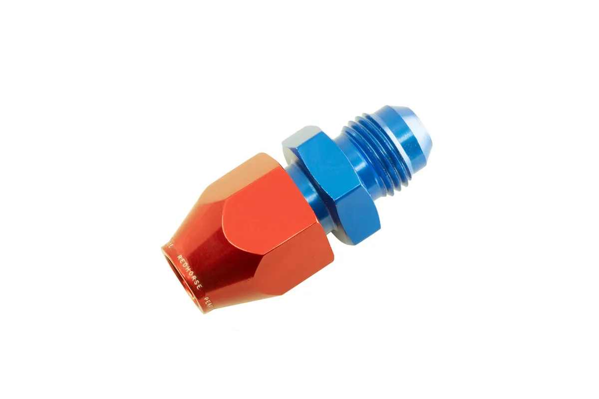 Redhorse Performance 08 to 1/2 Hard Line an Aluminum Hose End Red&blue