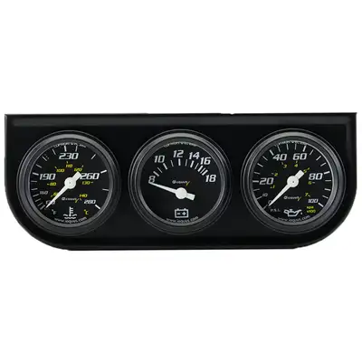 Equus 1-1/2 Dia Triple Gauge Set w/Black Panel