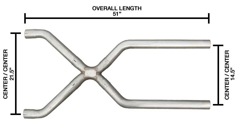 Exhaust X-Pipe Kit Intermediate Pipe 3 in Crossover Hardware Incl Natural 409 Stainless Steel Pypes Exhaust product image