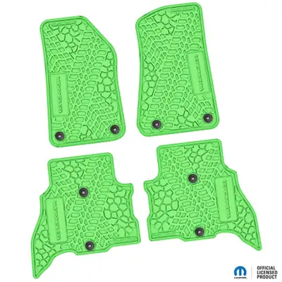 FLEXTREAD 21-24 Jeep 4xe Front and RearTire Tread/Scorched Earth Scene w/ Wrangler Insert - Black w/ Dark Blue Insert