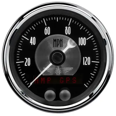 AutoMeter Gauge, Speedometer, 3 3/8", 140 Mph, Gps, Prestige Blk. Diamond