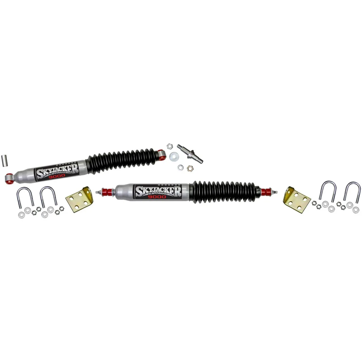 Steering Stabilizer Dual Kit Silver w/Black Boots 97-06 Jeep TJ 97-16 Jeep Wrangler Skyjacker product image