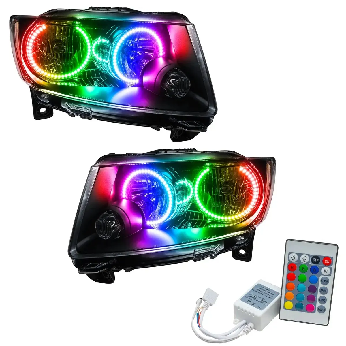ORACLE Lighting 2011-2013 Jeep Grand Cherokee Non-HID Pre-Assembled LED Halo Headlights - Chrome Housing product image