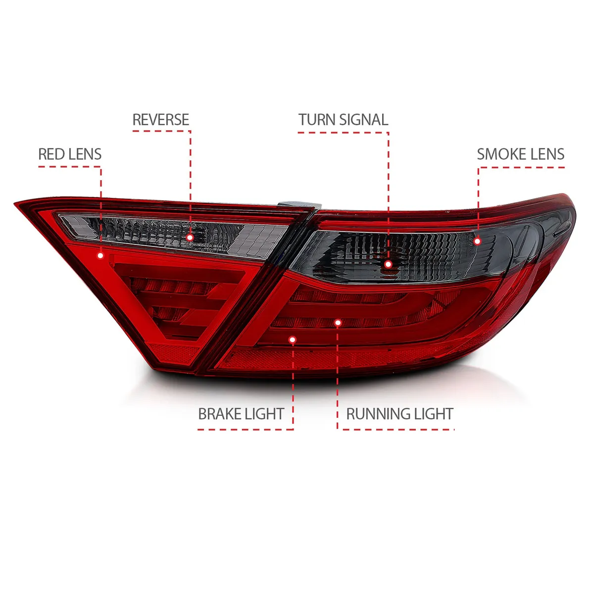 Toyota Camry 4DR 15-17 LED Tail Lights Chrome Red/Smoke Lens (4 Pcs) product image
