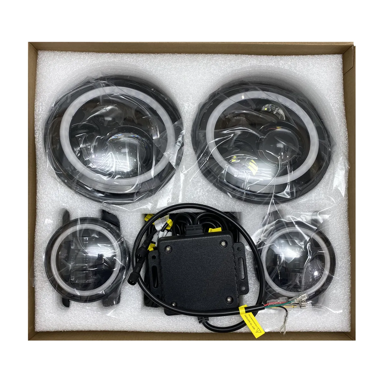 Chasing Version - Jeep Wrangler 7in Headlight and 4in Foglight ColorSMART Combo Complete RGB Multi-Color kit - Smartphone Controlled with (2) Headlights and (2) Foglights product image