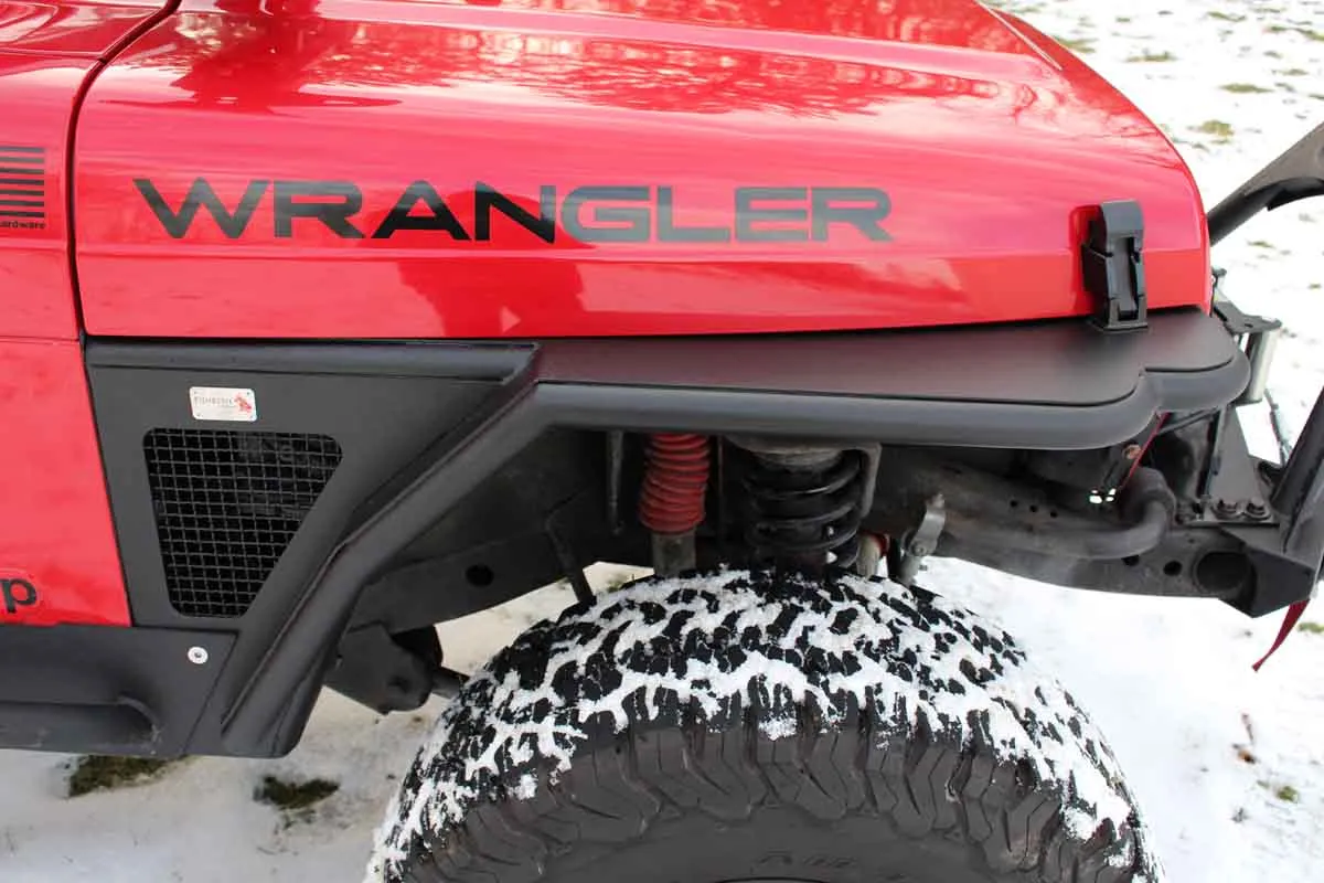 Jeep TJ Tube Fenders Rear 3 Inch Flare 97-06 Wrangler TJ Steel Black Textured Powdercoat Fishbone Offroad product image
