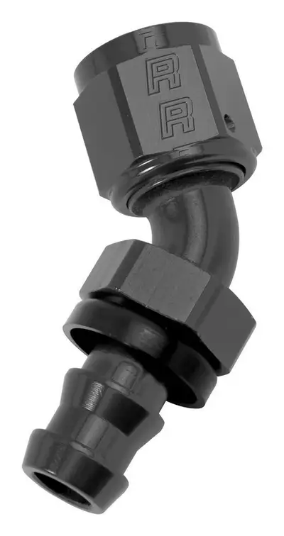 Edelbrock Twist-Lok Hose End #8 45 Deg Black