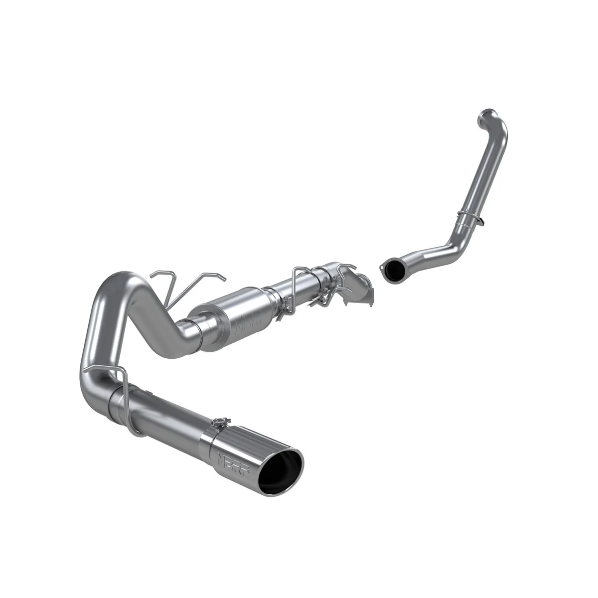 Armor Lite Turbo Back Exhaust System; 4 in.; Incl. 3.5 in. Turbo Down Pipe/Mid Pipe/Ext. Pipe/Muffler/Over Axle Pipe/Tailpipe/5 in. OD Tip; Single Side Exit; Aluminized; product image