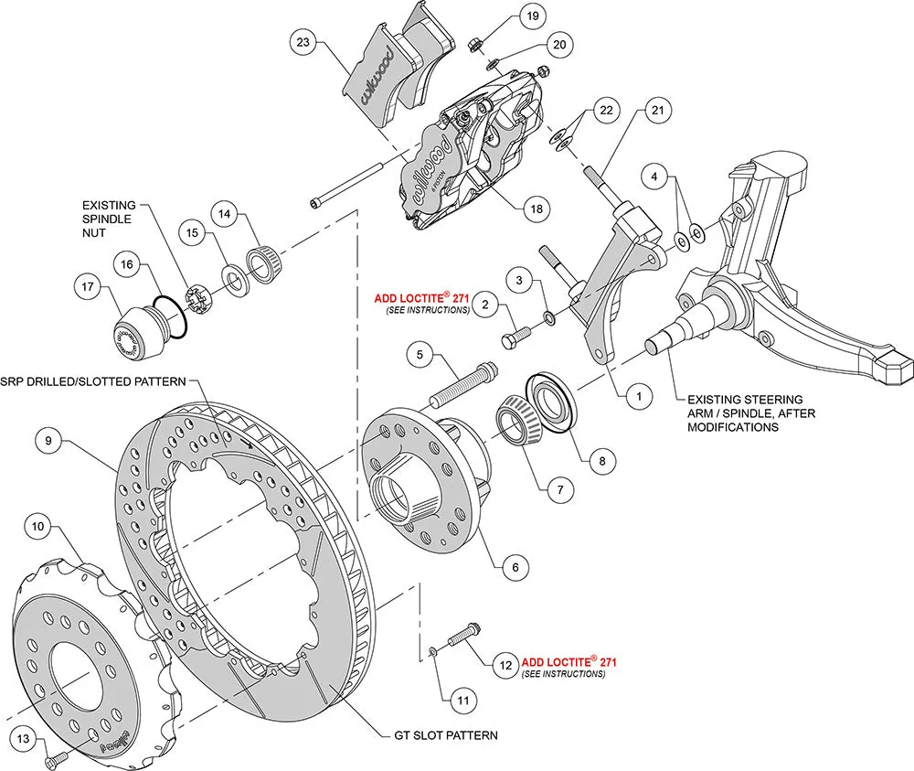 1978 - 2003 Buick, Chevrolet, GMC, Isuzu, Oldsmobile, Pontiac Forged Narrow Superlite 6R Big Brake Front Brake Kit (Hub) - 140-12298 product image