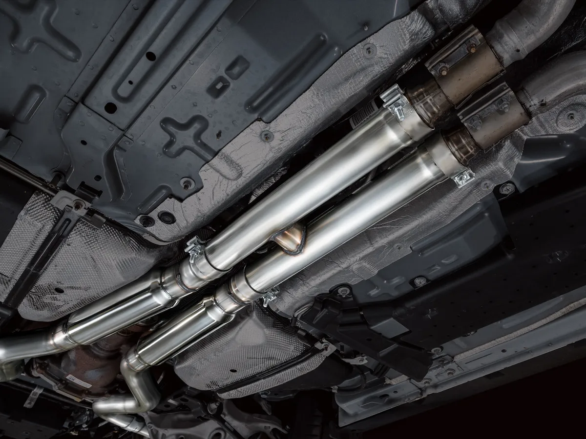 AWE Touring Edition Cat-back Exhaust for the '18-'23 S550 Mustang GT - Quad Chrome Silver Tips product image