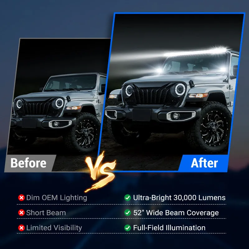 "52"" Jeep Light Bar & Pods & Brackets for 2018-Later Wrangler JL JLU & Gladiator | Prevail Series" product image