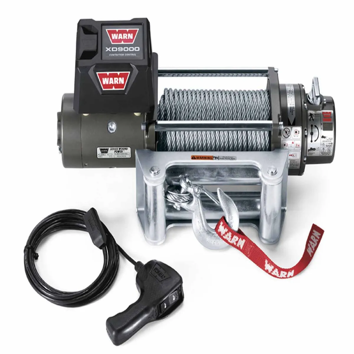 WARN - Vehicle Mounted; Vehicle Recovery Winch; 12 Volt Electric; 9000 Pound Line Pull Capacity; 100 Foot Wire Rope; Roller Fairlead; Wired Remote; Planetary product image