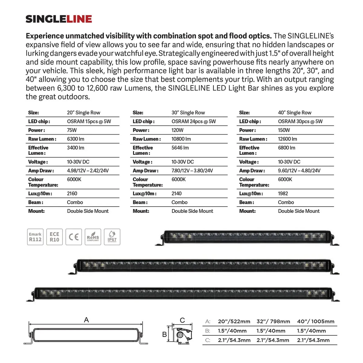 go Rhino 754004011css Blackout Series - Singleline 40 Single Row LED Light Bar product image