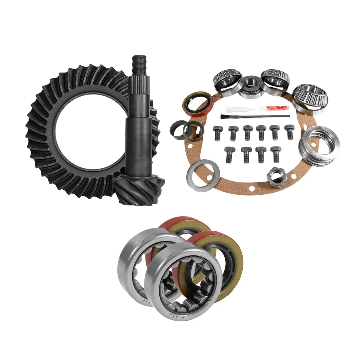 Muscle Car Re-Gear Kit For GM 8.5 Diff 30 Spline 3.42 Ratio 8.5 Inch GM 3.42 Rear R&P Gear/ Install Kit Package With Ak 1563 Axle Bearings (2.25 Inch Od) Yukon Gear product image