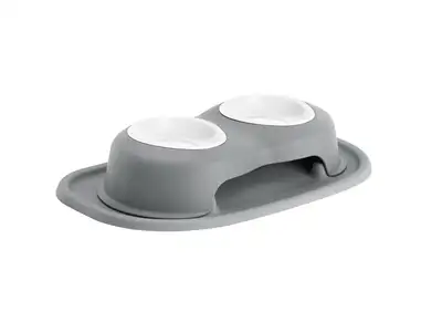 Weathertech Pet Feeding System; Dark Grey; Double High 3 in. w/8 Oz. Poly Bowl;