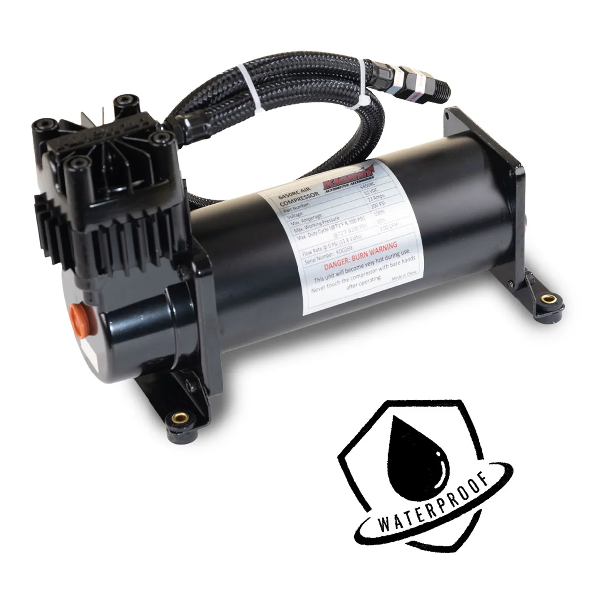 Air Compressor; 150/200 PSI Maximum Pressure; Waterproof; 100% Duty Cycle; 2 CFM; Black; product image