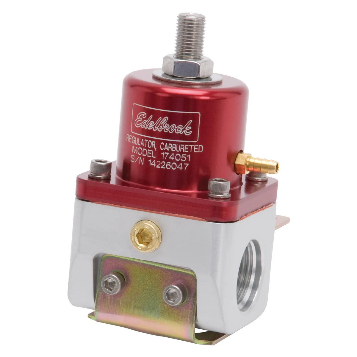 Edelbrock 174051 Carbureted Adjustable Bypass Fuel Pressure Regulator (180 GPH) in Red Finish product image
