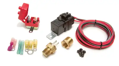 Painless Wiring Weatherproof Fan Relay Kit; Thermostatic Switch 185 deg. On/175 deg. Off; Incl. Relay/Circuit Breaker/Adapter/Relay Base w/Harness/Heat-Shrinkable Crimp-On Terminals/Mntg. Hrdw;