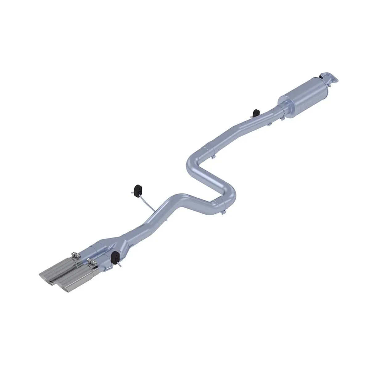 Armor Plus Cat Back Exhaust System; 3 in.; Incl. Muffler/Front Extension Pipe/Extension Pipe/TailPipe/Hardware/3.5 in. OD Tip; Dual Outlet Exit; T409 Stainless Steel; product image