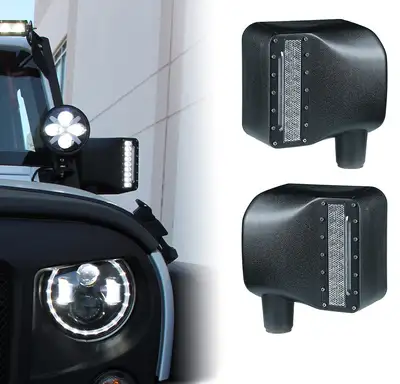 Xprite Jeep Wrangler JK Side Mirror Housing with LED Spotlight
