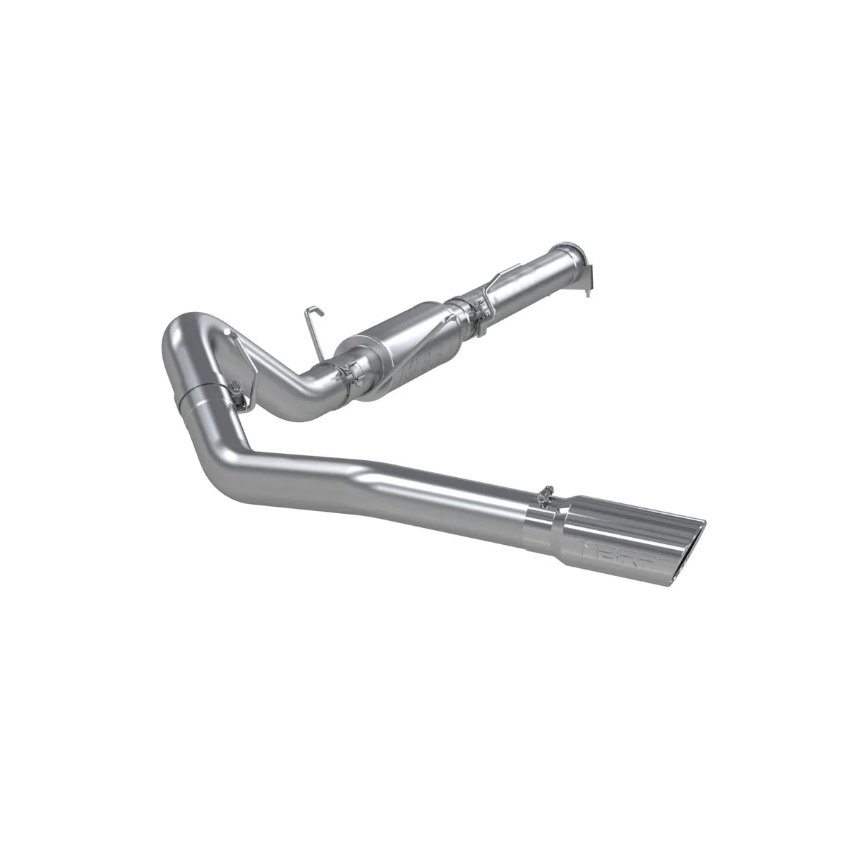 Armor Plus Cat Back Exhaust System; 4 in.; Incl. Ext. Pipe/Muffler/Over Axle Pipe/Tailpipe/Hardware/5 in. OD Tip; Single Side Exit; 409 Stainless Steel; product image