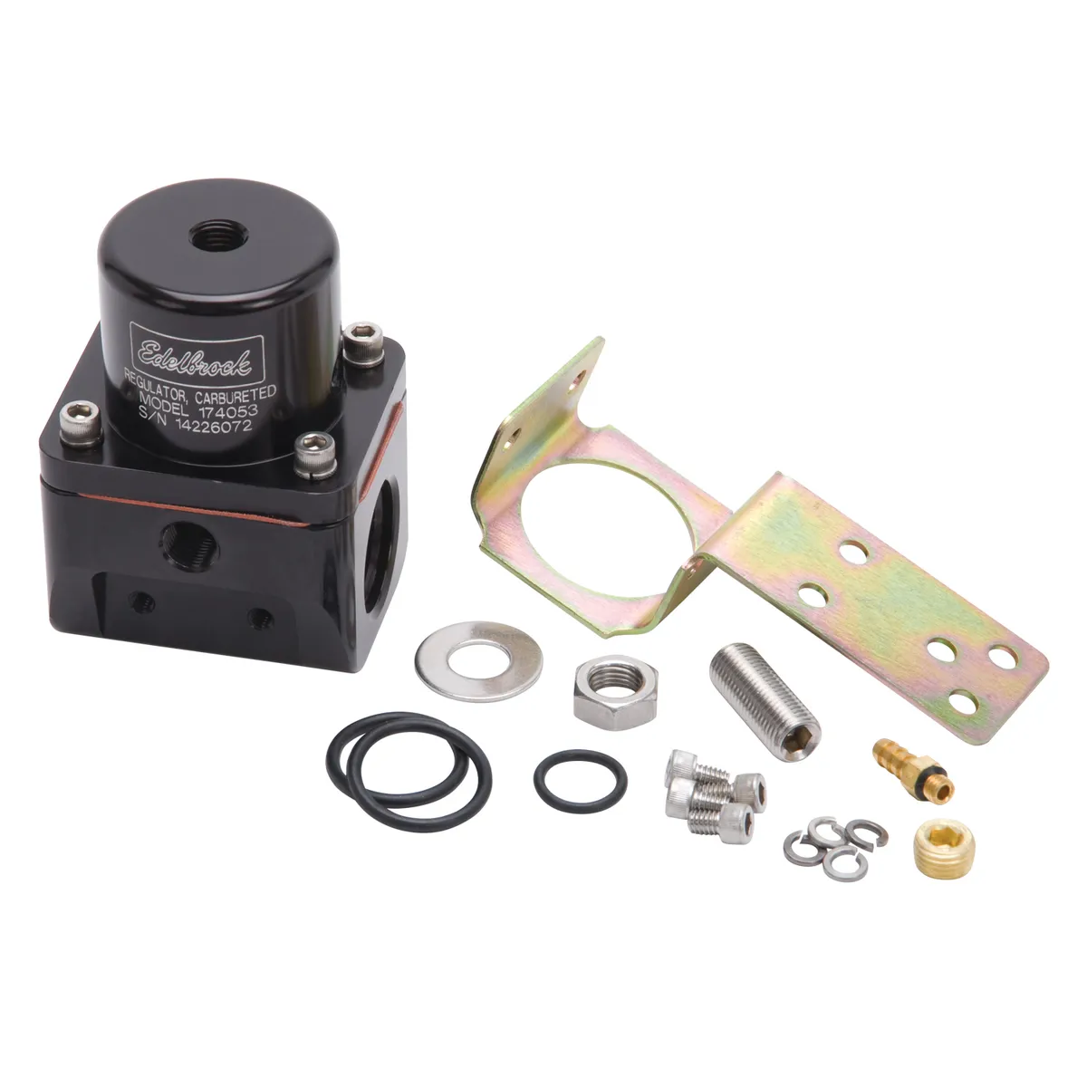 Edelbrock 174053 Carbureted Adjustable Bypass Fuel Pressure Regulator (180 GPH) in Black Finish product image