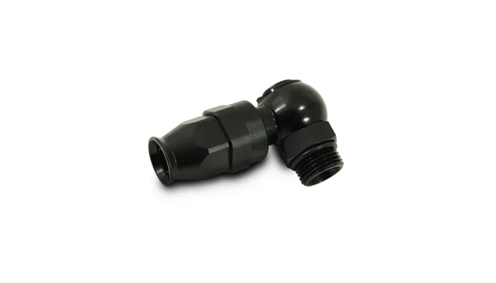 Banjo Hose End Fitting Assembly; -8AN Hose Size; -8AN ORB Bolt Size; 6061 Aluminum; Black Anodized; For PTFE Lined Flex Hose; product image