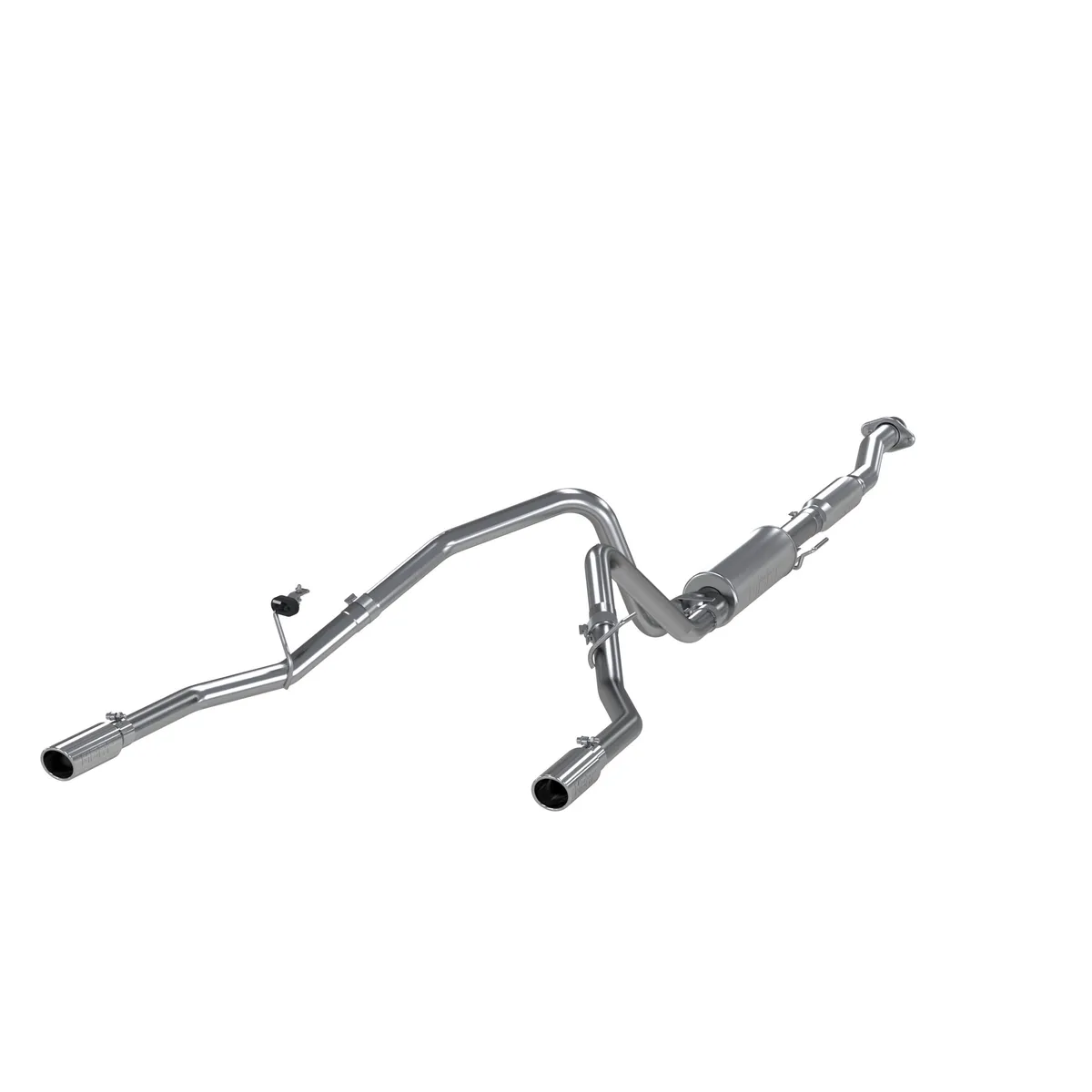 Armor Lite Cat Back Exhaust System; 2.5 in.; Incl. Front Pipe/Ext. Pipe/Muffler/Over Axle Pipes/Tailpipes/Hardware/3.5 in. OD Tips; Dual Split Rear Exit; Aluminized; product image
