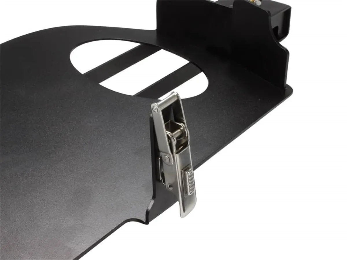 Side Mount Jerry Can Holder; Incl. Installation Hardware; Fitting Instruction; Black Powder-Coated; High Strength Steel; 9.1 in. L x 15.2 in. W x 28 in. H; product image
