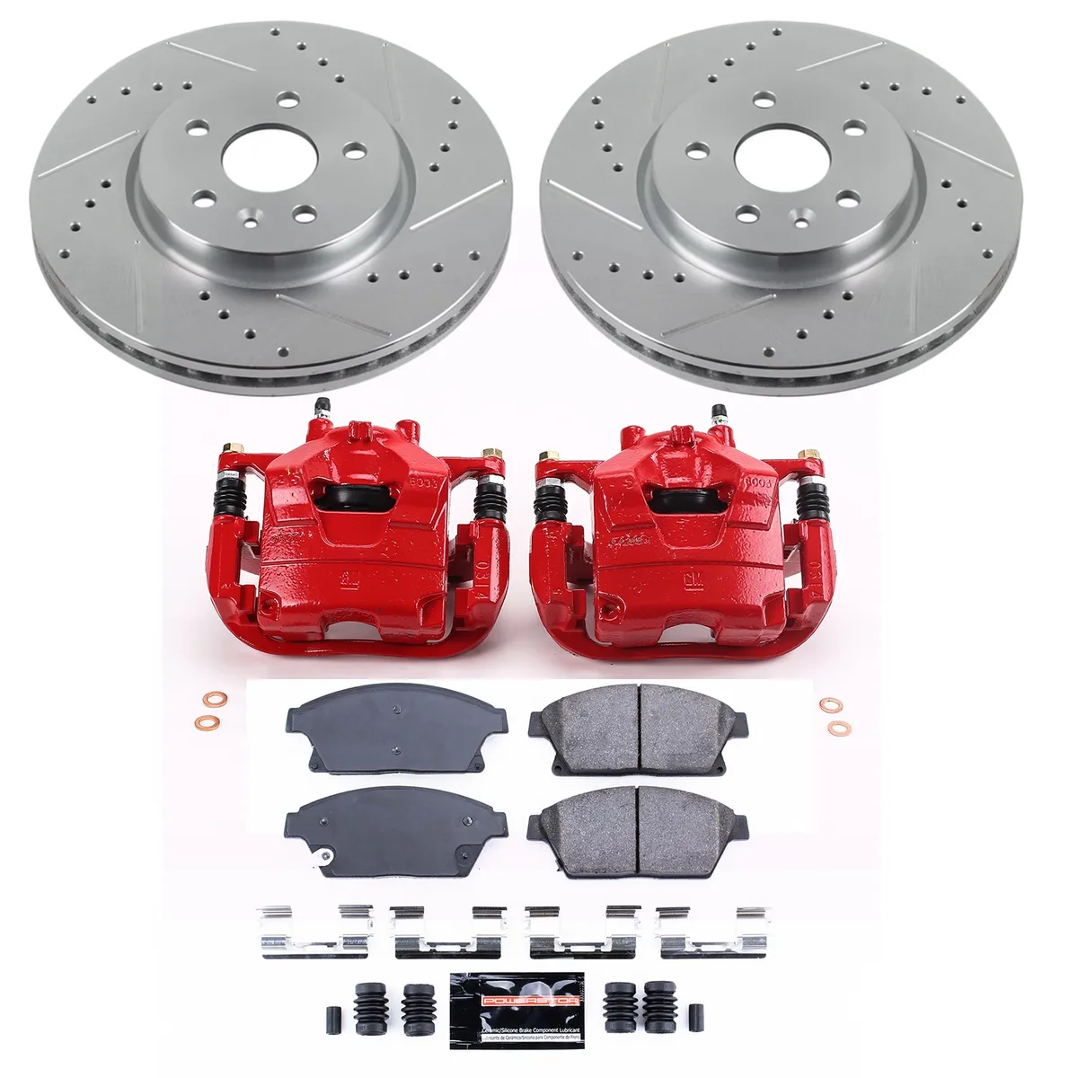 Z23 Evolution Sport Upgrade Kit: Drilled/Slotted Rotors; Carbon-Fiber Ceramic Pads; Powder Coated Calipers product image