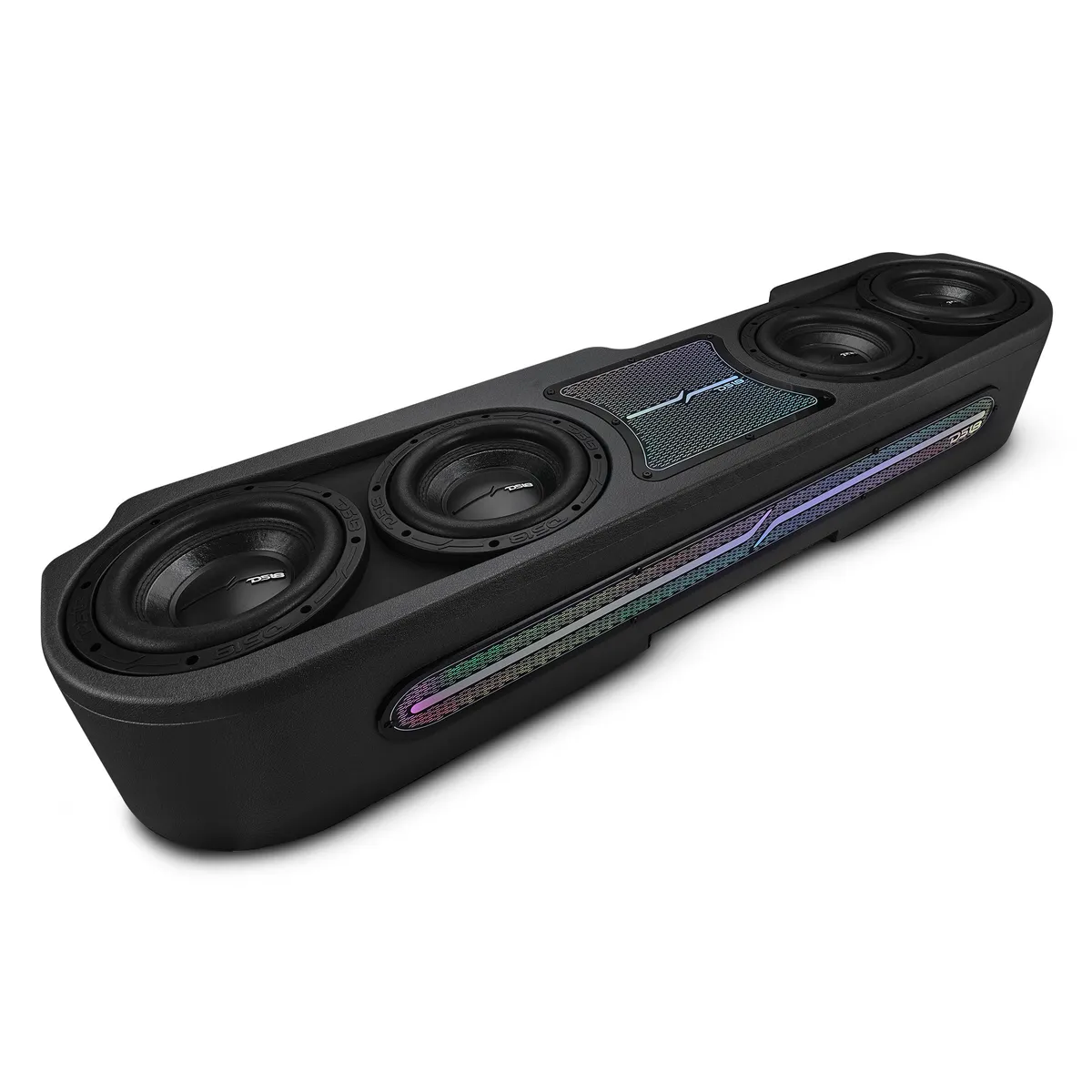 Jeep Gladiator JT 2020-Up | 4 x 8” Subwoofers Included (Zr8 .2d) | Upfiring | Underseat | Sealed Box | Exclusive Black Leather | Digital LED Lights Ebm Direct Fit Subwoofer Enclosure For Jeep Gladiator 2020-2024 (Speakers Not Included) product image