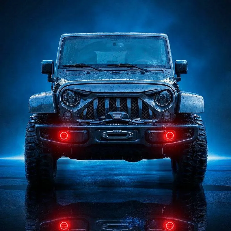 "4"" Bluetooth Cree LED Fog Lights With White & RGB Halo For Jeep JK JL Jt" product image