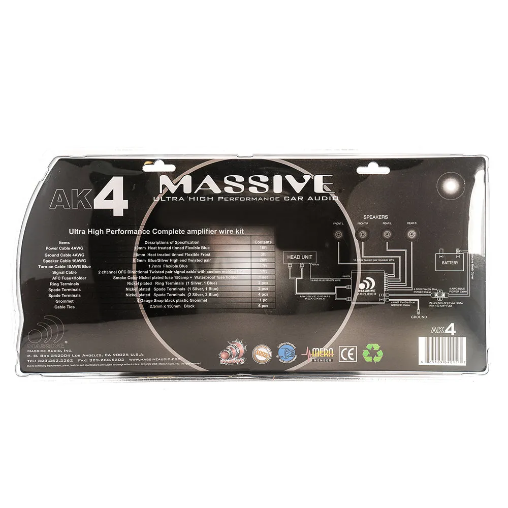 AK4 - 4 AWG Full Wire Kit Silver Tinned 100% O2 Free Pure Twisted Copper product image