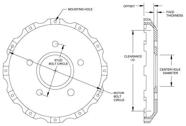 Wilwood Brakes Wilwood HAT12x8.75 BC5x4.50 MT1.00 OFFSET