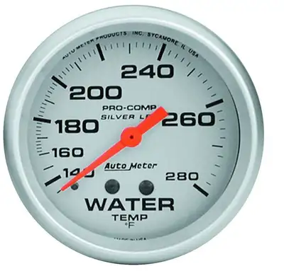 AutoMeter Gauge, Water Temp, 2 5/8", 140-280?F, Liquid Filled Mech, Ultra-Lite