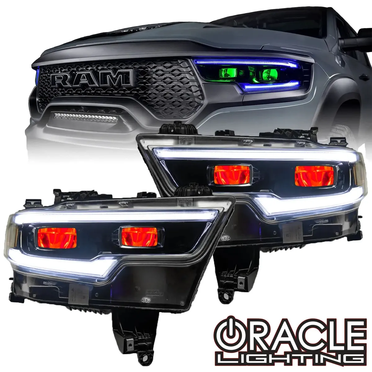 Oracle Lighting 2019-2021 RAM 1500 Colorshift RGB Headlight Demon Eye Kit - LED Projector Headlights product image