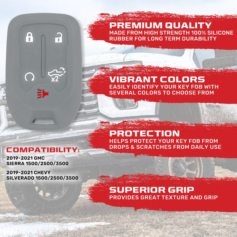 GMC & Chevy 19-21 Sierra & Silverado 1-Piece 100% Silicone Rubber Key Fob Cover - Multiple Colors product image