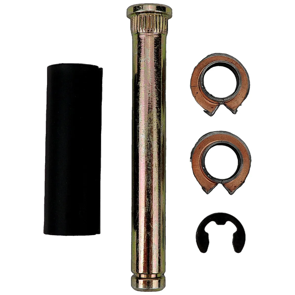 Door Hinge Repair Kit; Front or Rear; Left or Right; Steel; Upper or Lower; Incl.1 Pin; 2 Bushings; 1 Sleeve and 1 E-Clip; product image