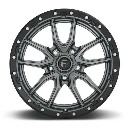 Aluminum Wheels 20X10 Rebel D680 5 On 127 Matte Gunmetal Gray Black Bead Ring 75.3 Bore -18 Offset Fuel Off Road Wheels product image