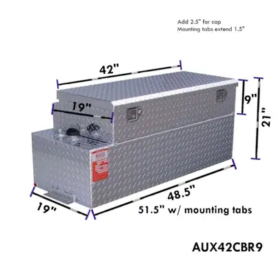 Aluminum Tank Industries Inc DOT Approved(Diesel) 42 Gallon Aluminum Rectangle Auxiliary Tank/Toolbox Combo