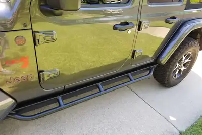 Rock Hard 4X4 Rock Hard 4x4 Patriot Series Tube Slider Rocker Guards - Angled Down - JL 4Dr