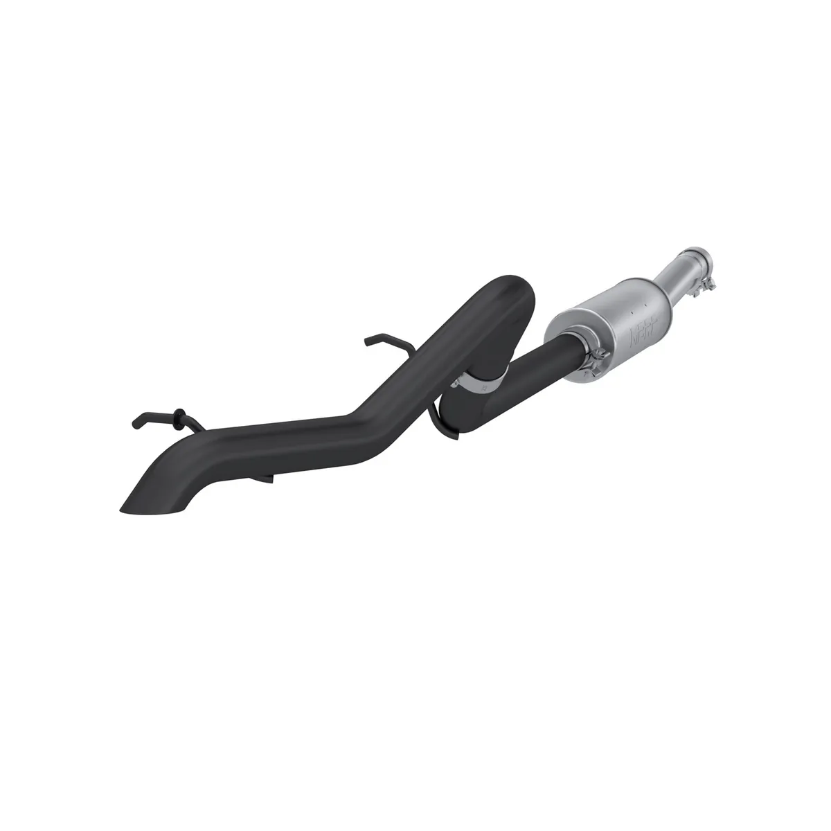 Armor BLK Cat Back Exhaust System; 2.5 in.; Incl. Ext. Pipe/Muffler/Over Axle Pipe/Tailpipe/Hardware; Off Road Tail Pipe; Muffler Before Axle Exit; Black Coated; product image