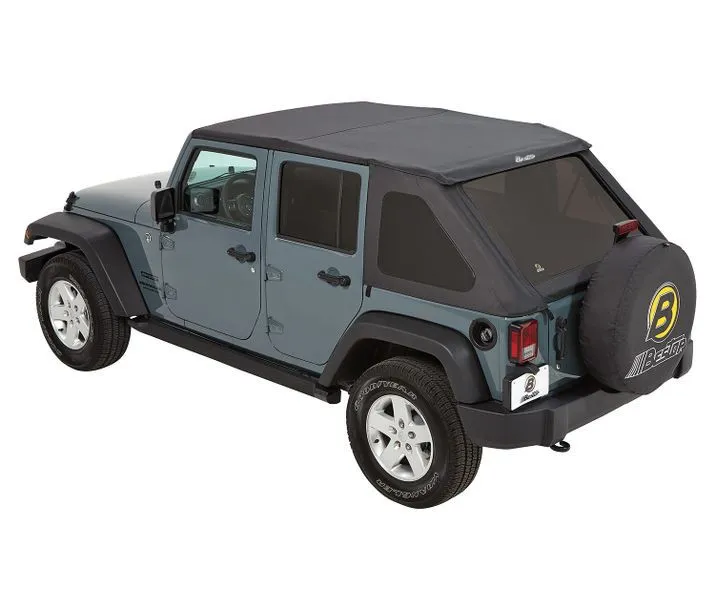 Replace-A-Top for Trektop Hardware For Jeep 2007-2018 Wrangler JK 4 Door Tinted Black Diamond Fabric Bestop product image