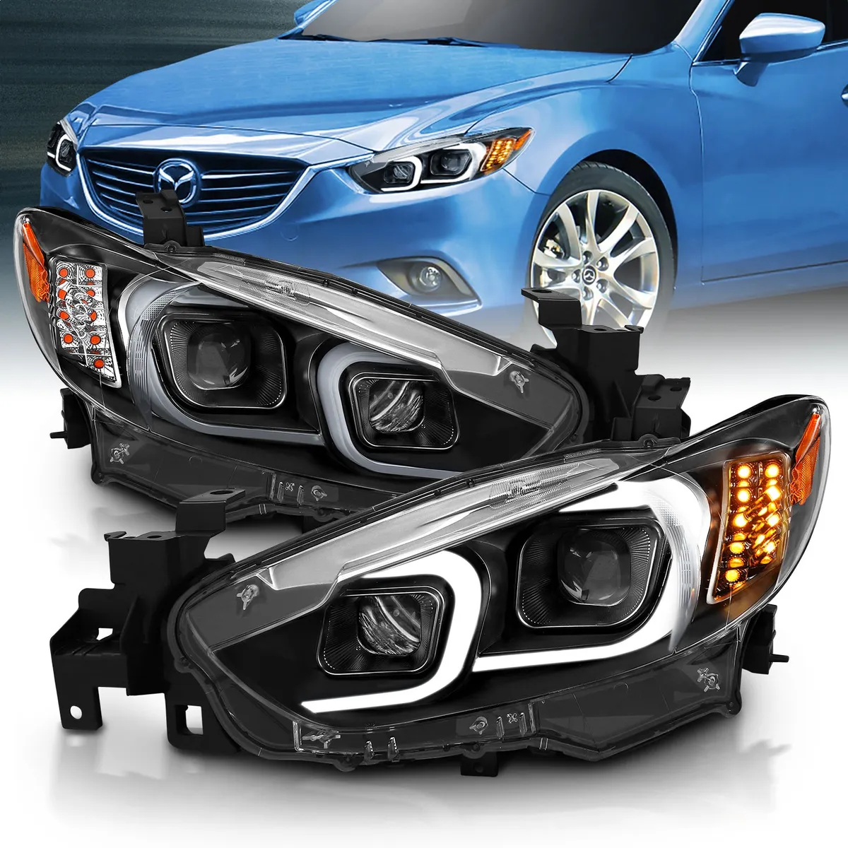 1416 Mazda 6 Projector Headlights W/Plank Style Design Black Drive/Pass product image