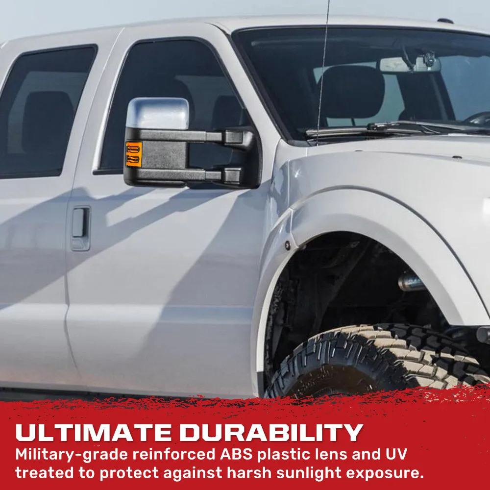 Ford 08-16 F250f350 Superduty Side Mirror Lenses 2-Piece Set w Ultra High-Power Amber Oled Running Lights Ultra High-Power Amber Scanning Oled Turn Signals - Smoked Lens product image