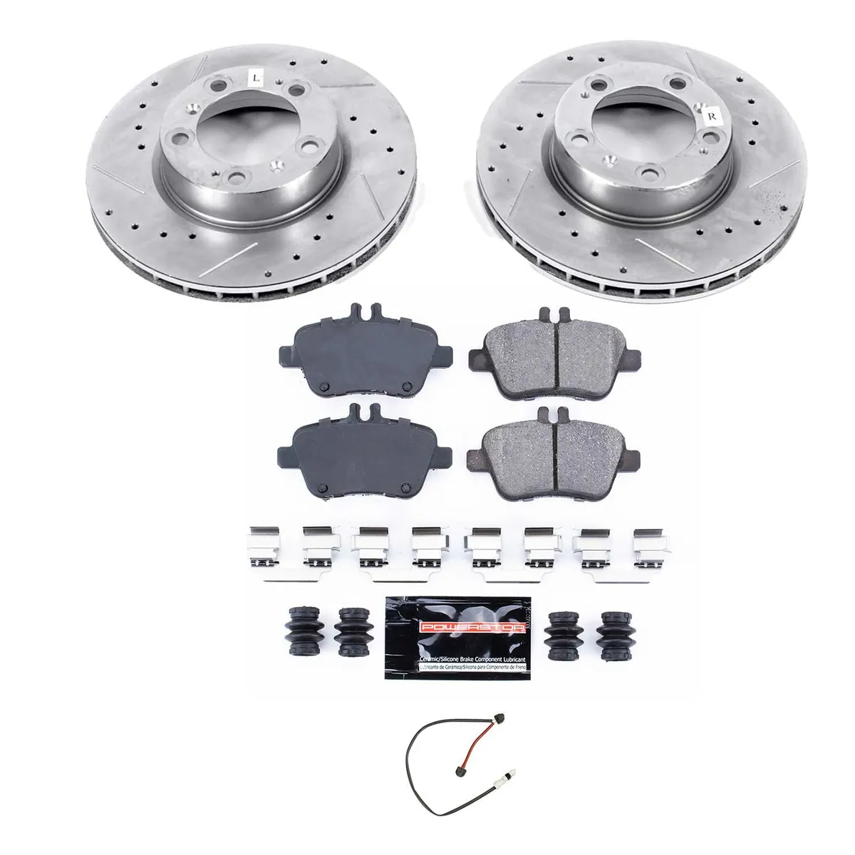 Z23 Evolution Sport Upgrade Kit: Drilled/Slotted Rotors; Carbon-Fiber Ceramic Pads W/Hardware; Pad Sensors product image