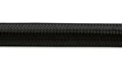 Vibrant Performance Nylon Braided Flex Hose; -16AN; 0.875 in. Hose ID; 1.203 in. Hose OD; 350 PSI Operating Pressure; 1400 PSI BP; 50ft. Roll; Black;