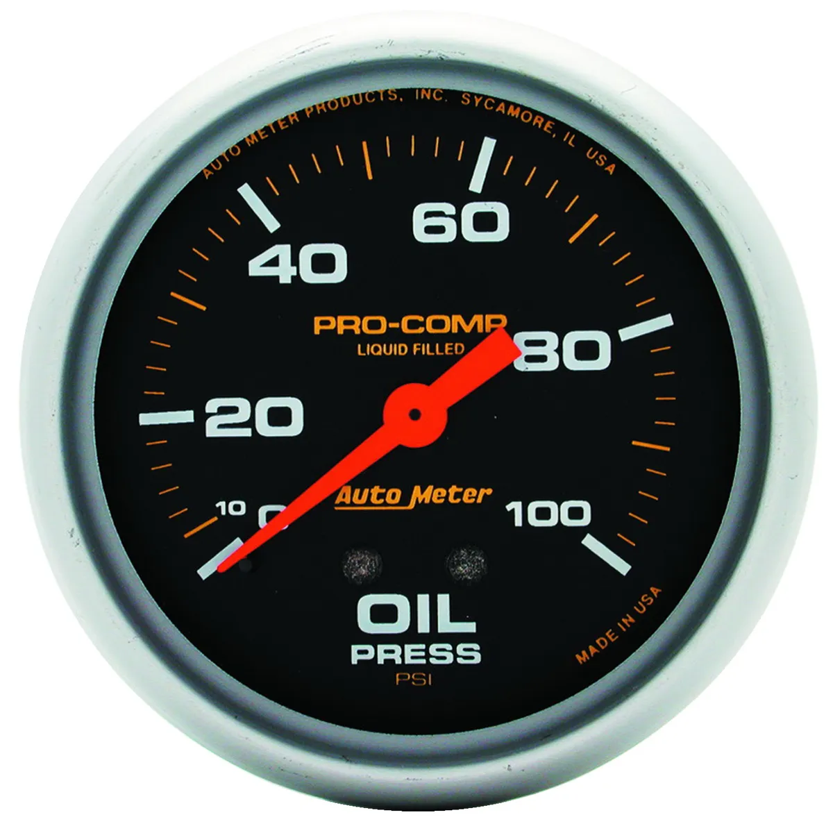 Gauge, Oil Press, 2 5/8", 100psi, Liquid Filled Mech, Pro-Comp product image